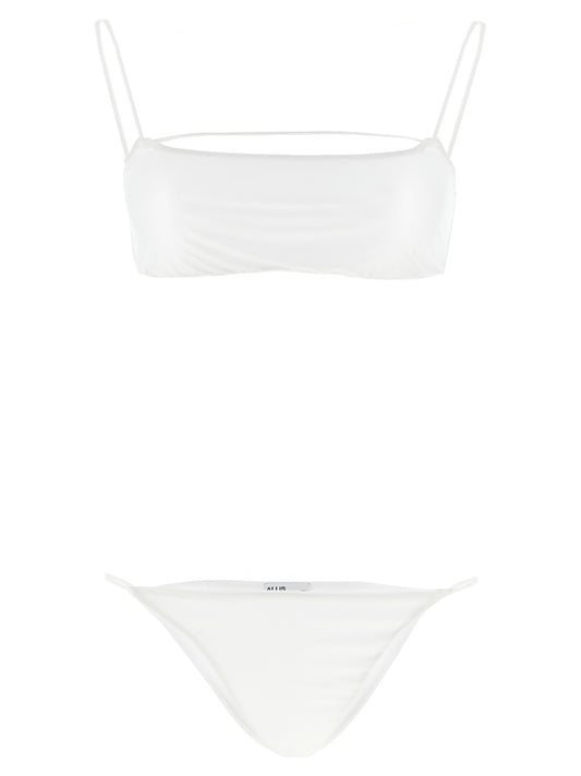 Bikini by ALLIS for women in stretch polyester & silk white features an riviera chic silhouette that beautifully encapsulates the signature aesthetic of the Women's Stretch Polyester & Silk Bikini.