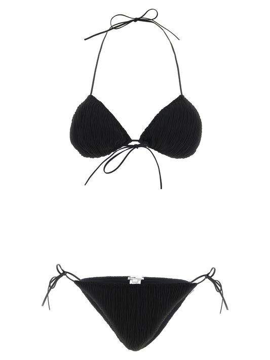Bikini by ALLIS for women in polyester black presents a provocative silhouette, artfully capturing the essence of the provocative Plisse Waves Women's Polyester Bikini design for a sophisticated look.
