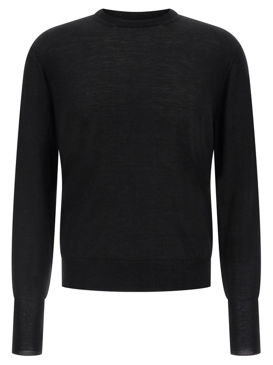 Cardigan by MA'RY'YA for men in cashmere modacrylic merino wool blend black features an impeccable silhouette, showcasing a sophisticated crew neckline and detail for a truly impeccable finish.