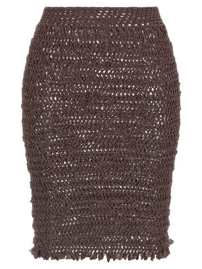 ALLIS Brown Polyester Midi Skirt