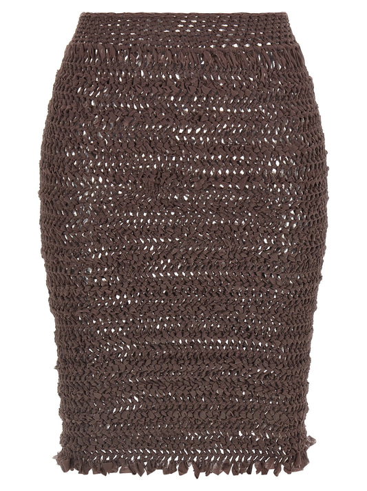 ALLIS Emma Women's Stretch Polyester Skirt - Brown Transparent