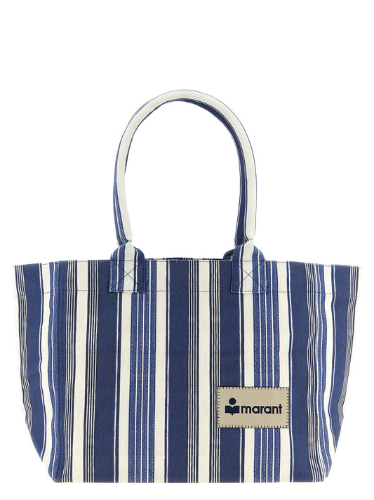 Shopper Tote Bag by Isabel Marant for women in cotton canvas blue & striped showcases a statuesque Yenky Cotton Canvas Shopper Tote Bag design, featuring a secure zipper, ample , and versatile handle for a statuesque finish.