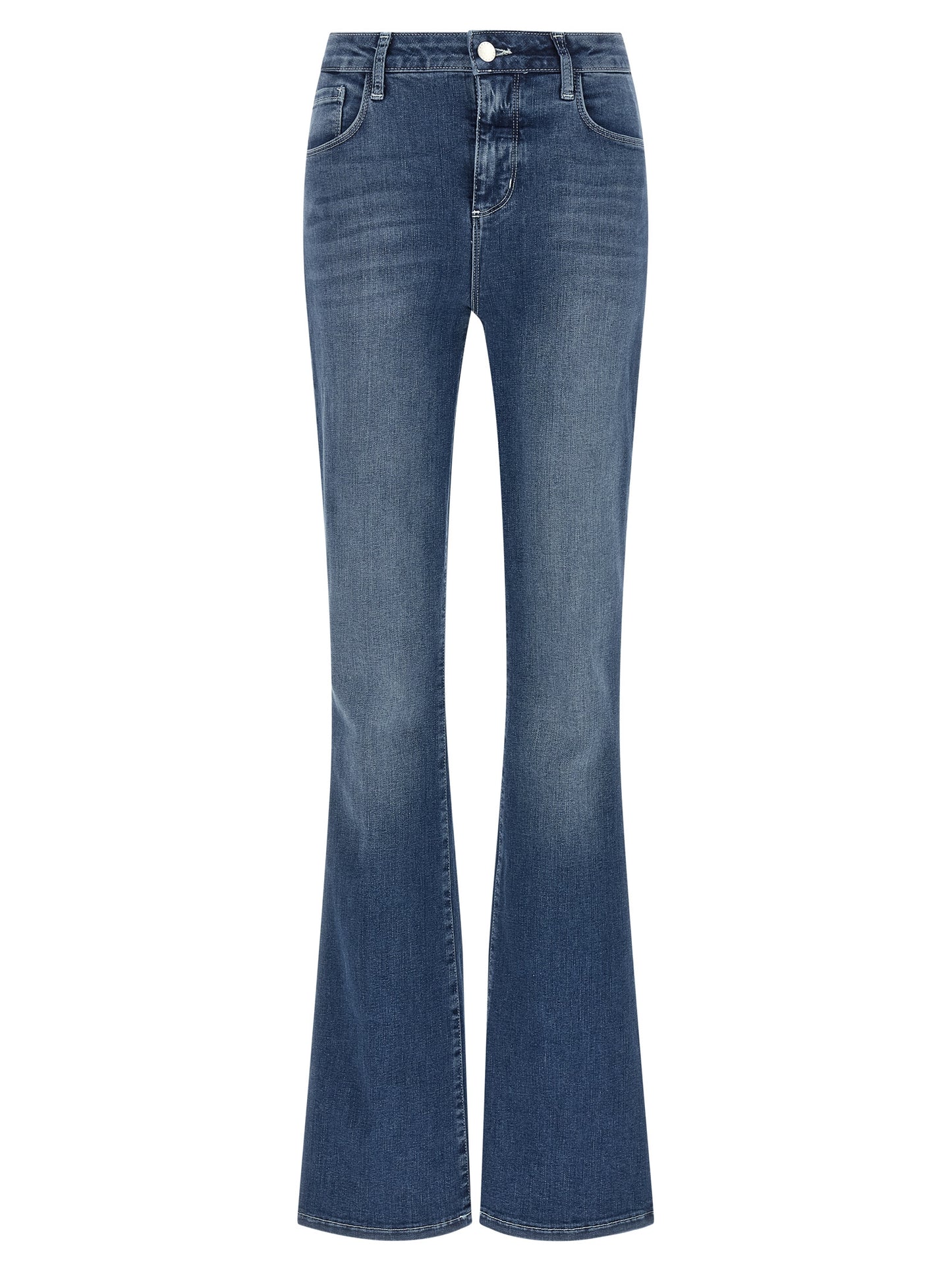 L'Agence Blue Cotton Flared Jeans