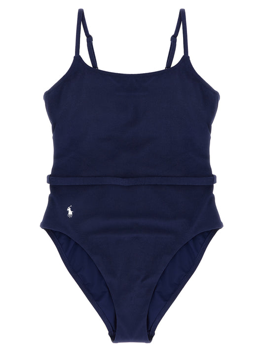 One-Piece Swimsuit by Polo Ralph Lauren for women in polyester terrycloth blue features a exquisite silhouette, showcasing the exquisite design of this Pony Women's Polyester Terrycloth One-Piece Swimsuit with a exquisite fit and cut.