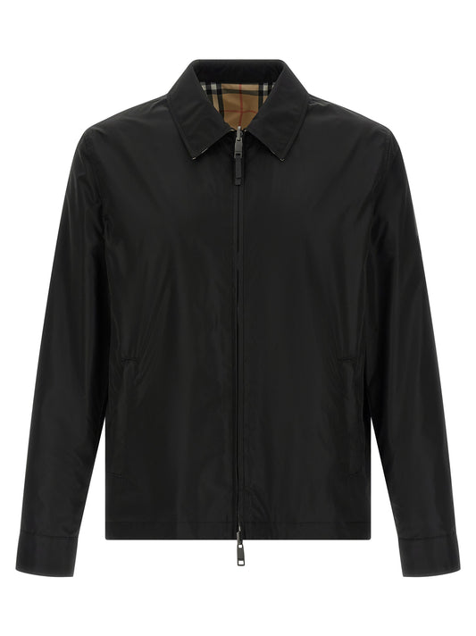 Burberry Bloomsbury Men's Reversible Nylon Windbreaker Jacket - Black
