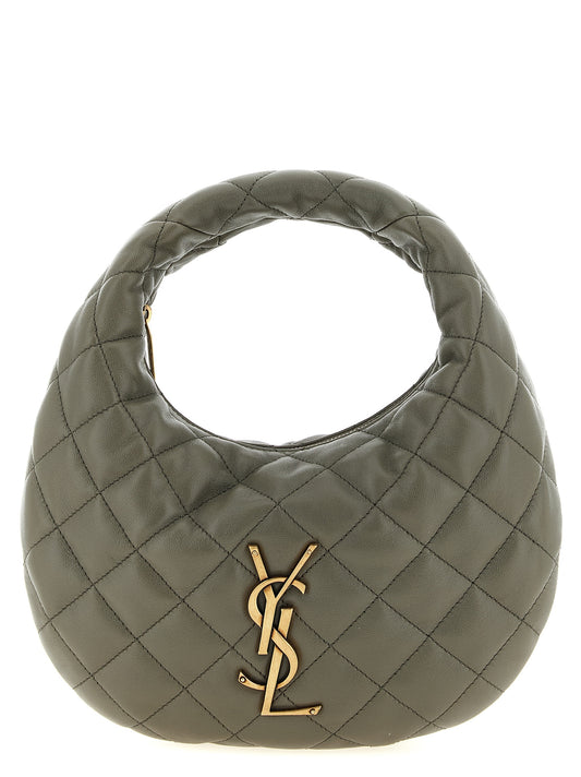 Quilted Handbag by Saint Laurent for women in lamb leather gray presents a ornamental silhouette, showcasing a secure zipper, ample , and versatile handle for a ornamental finish.
