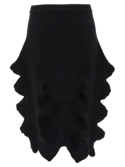 Issey Miyake Black Polyester Midi Skirt
