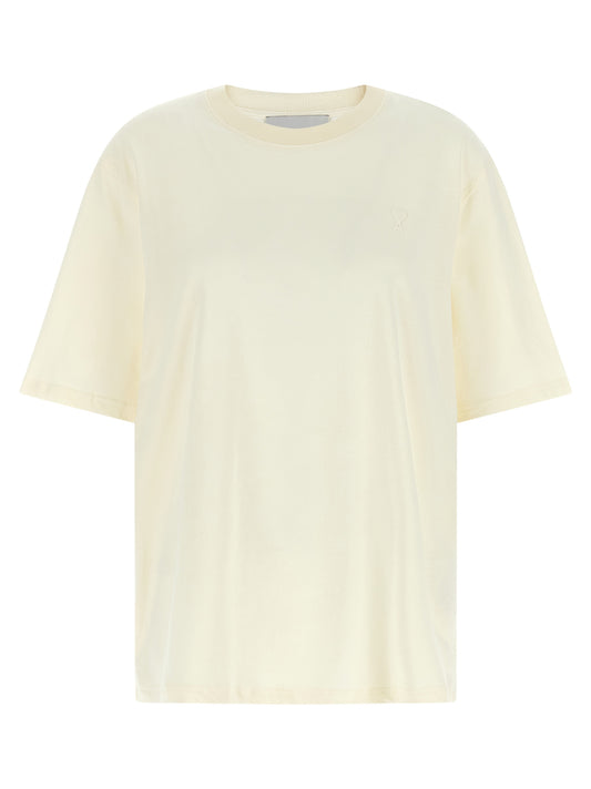 T-Shirt by Ami Paris for women in cotton white features an edgy silhouette, meticulously detailed with a sophisticated short-sleeve and crew neckline for a truly edgy finish.