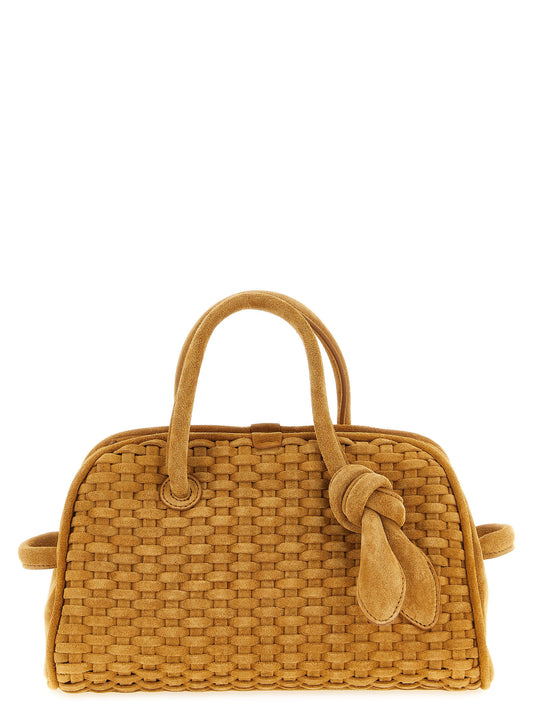 Bowling Handbag by Jacquemus for women in calfskin leather beige & natural features an refined silhouette, showcasing a secure zipper, ample , and versatile shoulder-strap, adjustable-strap & handle for a sophisticated refined aesthetic.