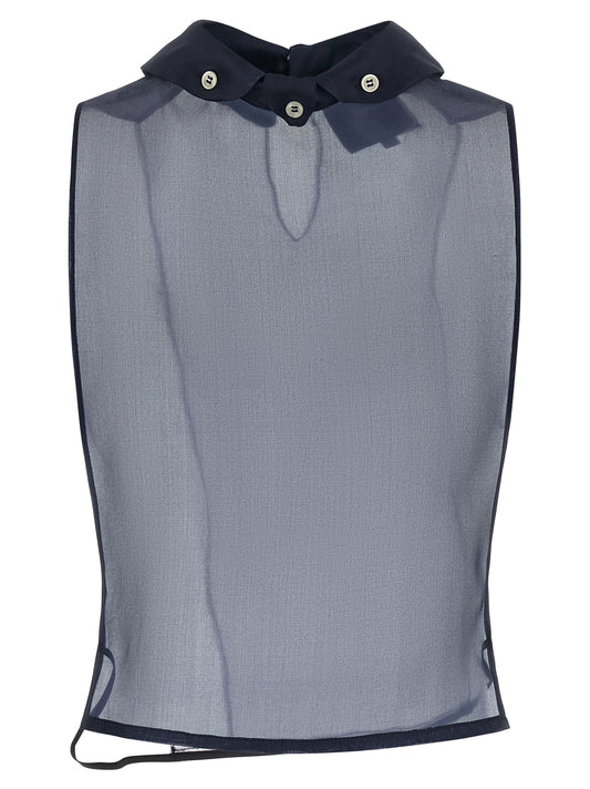 Shirt by MAISON JEJIA for women in silk blue, pearl & transparent, featuring a nuanced and nuanced shirt-collar neckline for a sophisticated finish.