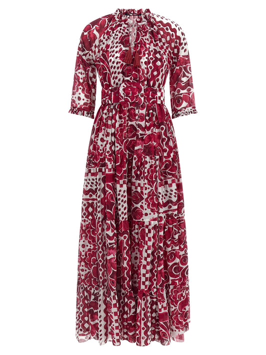 SAMANTHA SUNG Fuchsia Cotton Long Dress