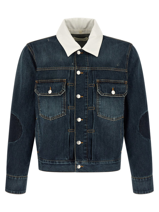 Trucker Jacket by Namacheko for men in denim cotton blue features a city-ready silhouette, detailed with pockets and a city-ready .