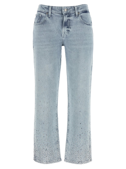 7 For All Mankind Blue Cotton Straight-Leg Jeans