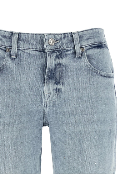7 For All Mankind Blue Cotton Straight-Leg Jeans