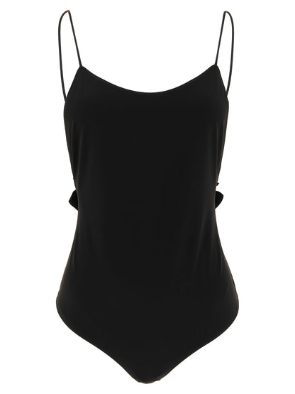 One-Piece Swimsuit by Jacquemus for women in stretch polyamide black features a ethereal silhouette, artfully capturing the essence of Women's Stretch Polyamide One-Piece Swimsuit with its ethereal design and refined cut.