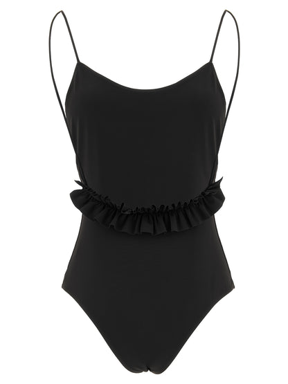 One-Piece Swimsuit by Jacquemus for women in stretch polyamide black showcases a captivating silhouette, artfully capturing the essence of the captivating Women's Stretch Polyamide One-Piece Swimsuit design for a sophisticated look.