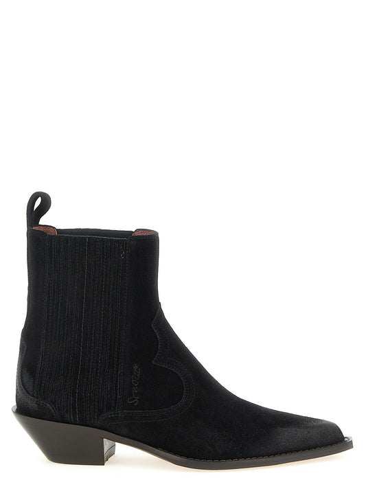 Ankle Chelsea Boots by Sonora for women in bos taurus calf suede leather black features an enchanting design from the Women's Bos Taurus Calf Suede Leather Ankle Chelsea Boots collection, highlighting a enchanting and pointed toe style for a refined look.