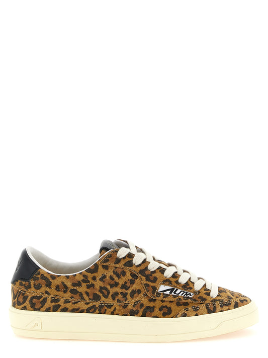 Sneakers by Autry for women in cowhide suede leather brown & print presents a on trend silhouette from the Women's Low Top Cowhide Suede Leather Sneakers collection, showcasing a on trend low-top style for an elevated aesthetic.