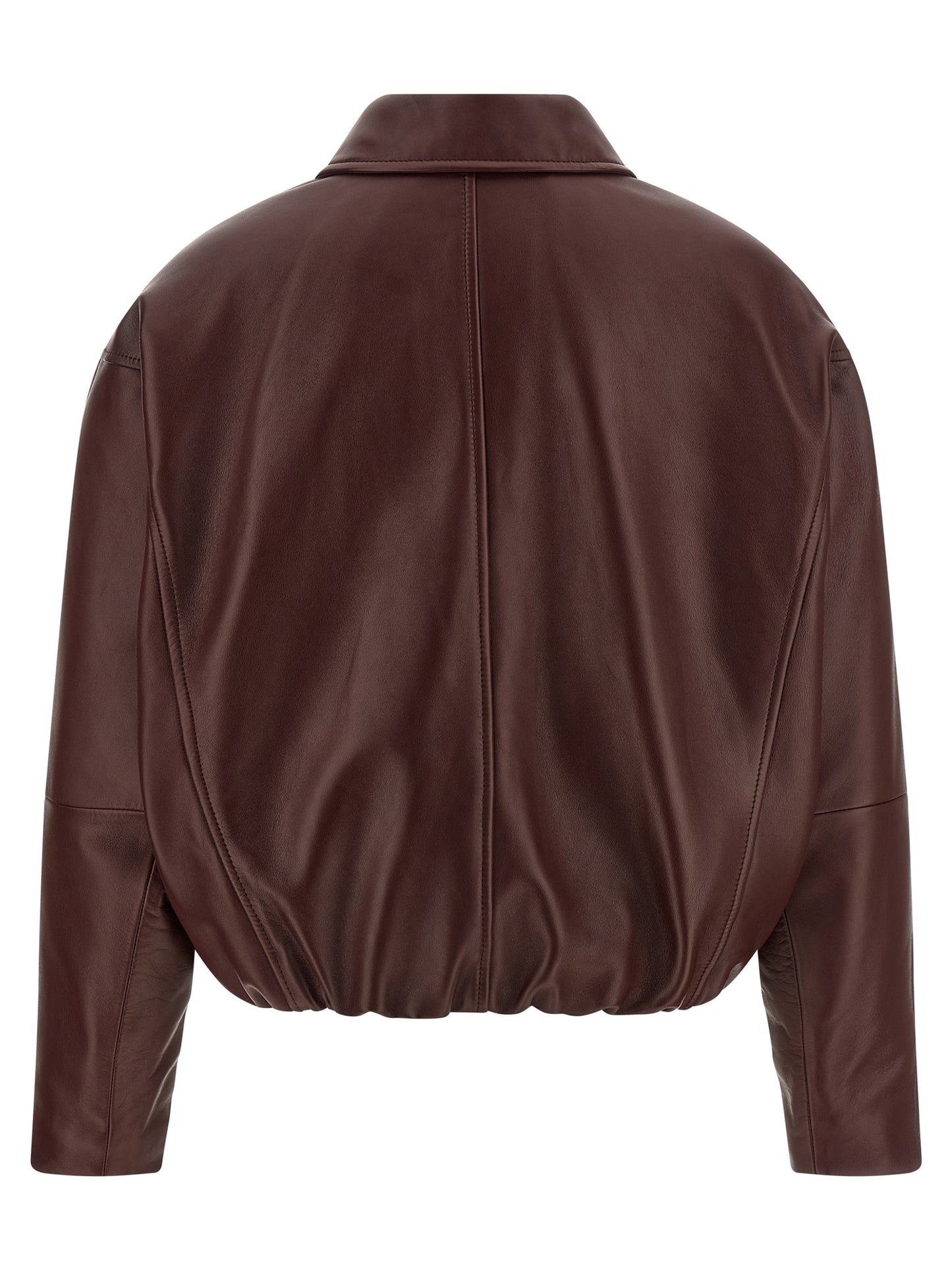 Brunello Cucinelli Bordeaux Calfskin Leather Jacket