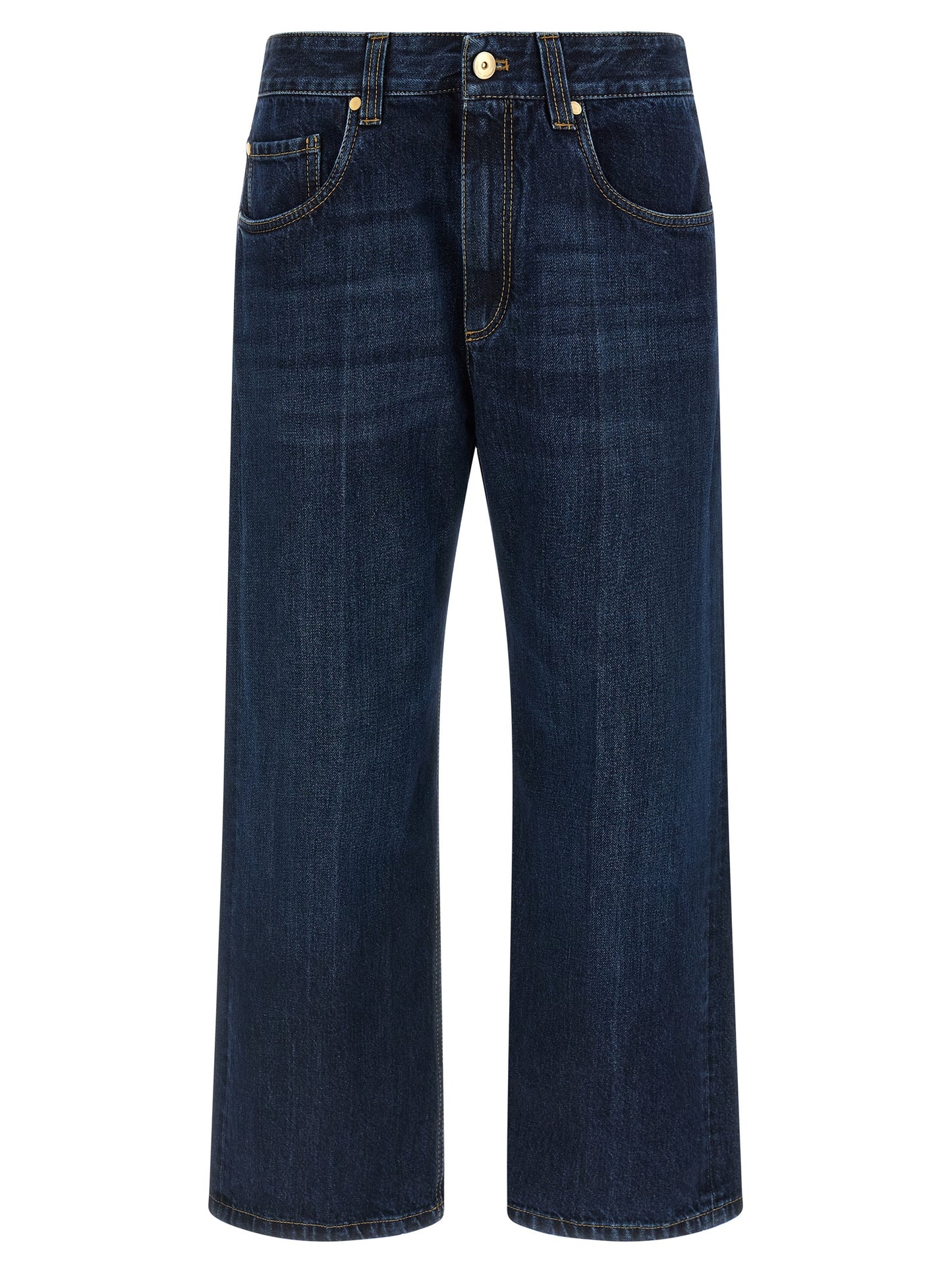 Brunello Cucinelli Blue Cotton Cropped Jeans