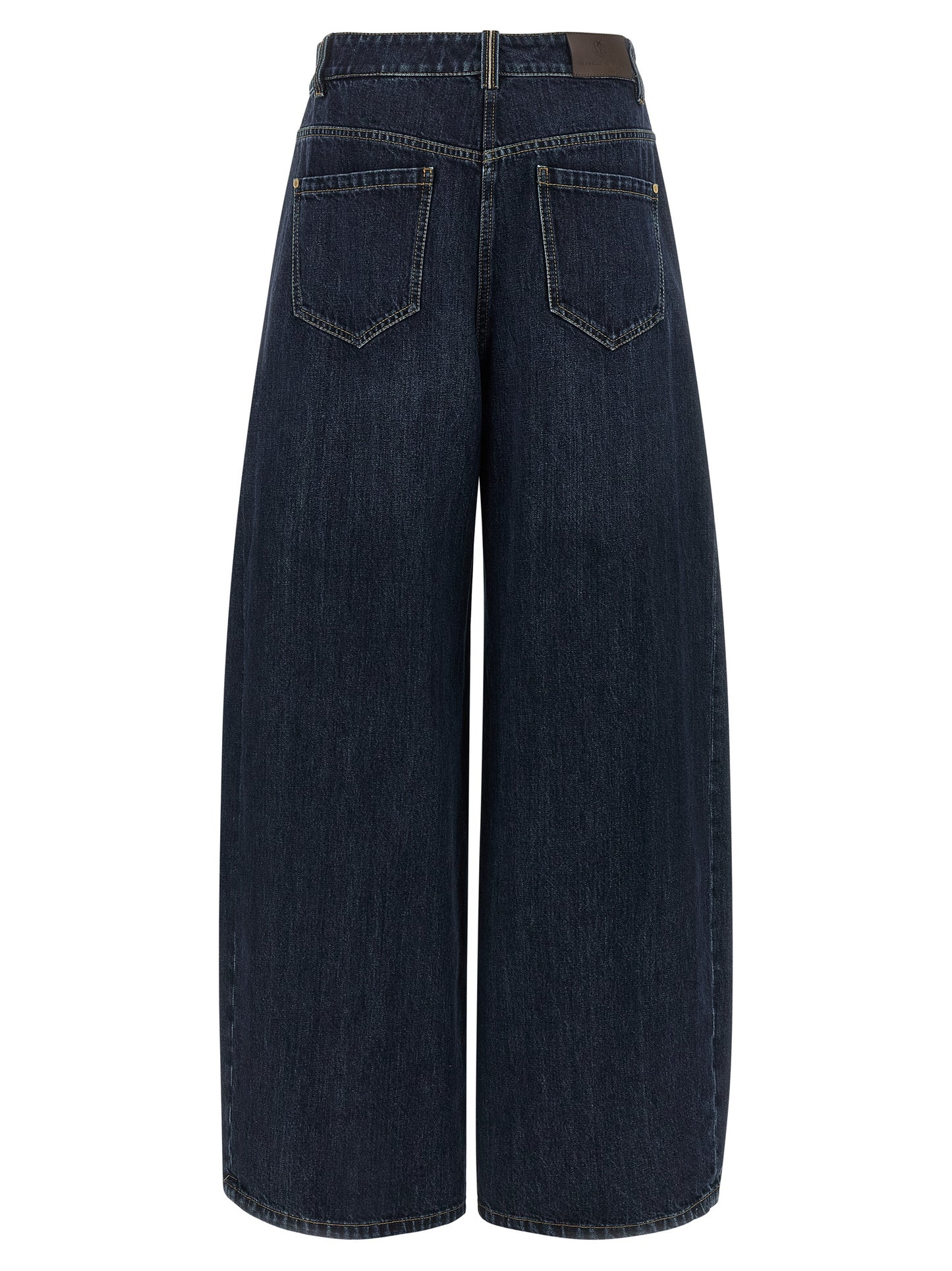 Jeans by Brunello Cucinelli for women in cotton denim blue features an refined tailoring silhouette, showcasing a premium wide with a high rise and long cut for a refined tailoring look.