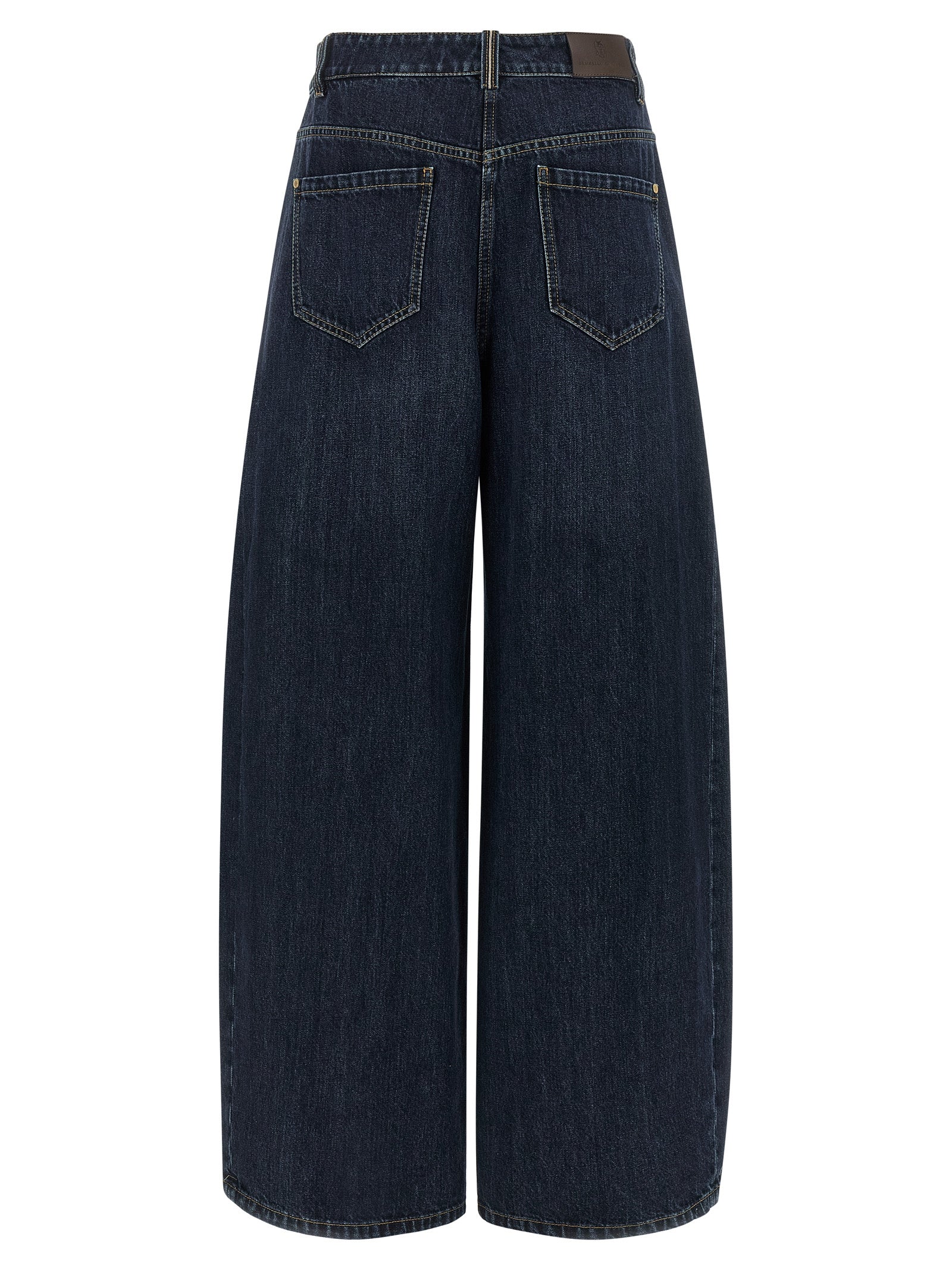 Jeans by Brunello Cucinelli for women in cotton denim blue features an refined tailoring silhouette, showcasing a premium wide with a high rise and long cut for a refined tailoring look.
