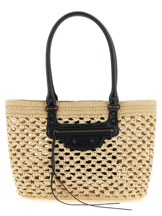 Mini Shopper Tote Basket Shoulder Bag by Balenciaga for women in lamb leather raffia & viscose beige features a enviable silhouette, showcasing a secure , ample , and enviable shoulder-strap & handle for a enviable finish.