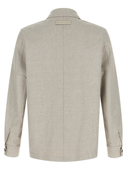 ZEGNA Gray Linen Blouse