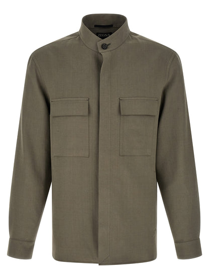 ZEGNA Gray Linen Blouse