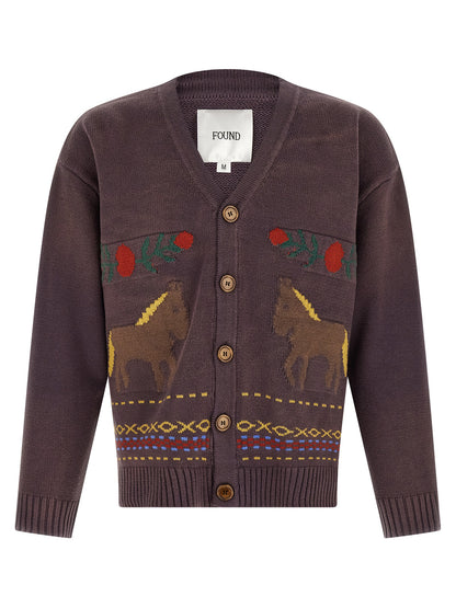 FOUND Brown Cotton Cardigan
