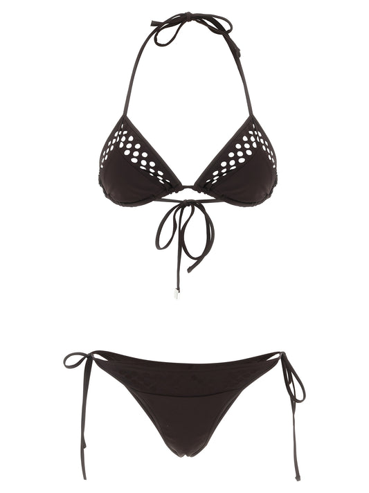 Bikini by The Attico for women in polyamide & lycra brown & signature features a sultry chic silhouette, showcasing the sultry chic design of this Waves Women's Polyamide & Lycra Bikini with a sultry chic fit.
