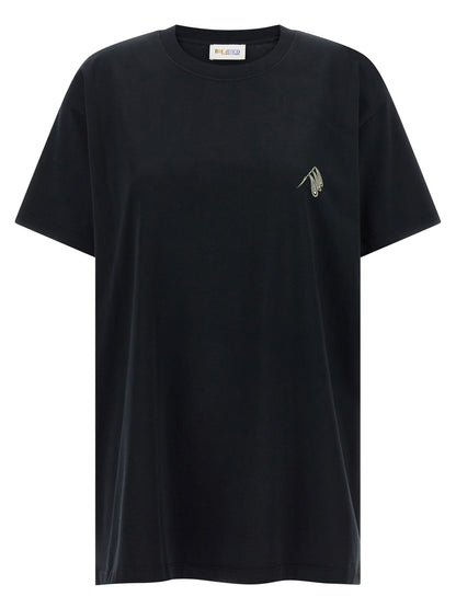 T-Shirt by The Attico for women in cotton black & print showcases a chic silhouette, artfully detailed with a chic crew neckline and short-sleeve for a chic finish.