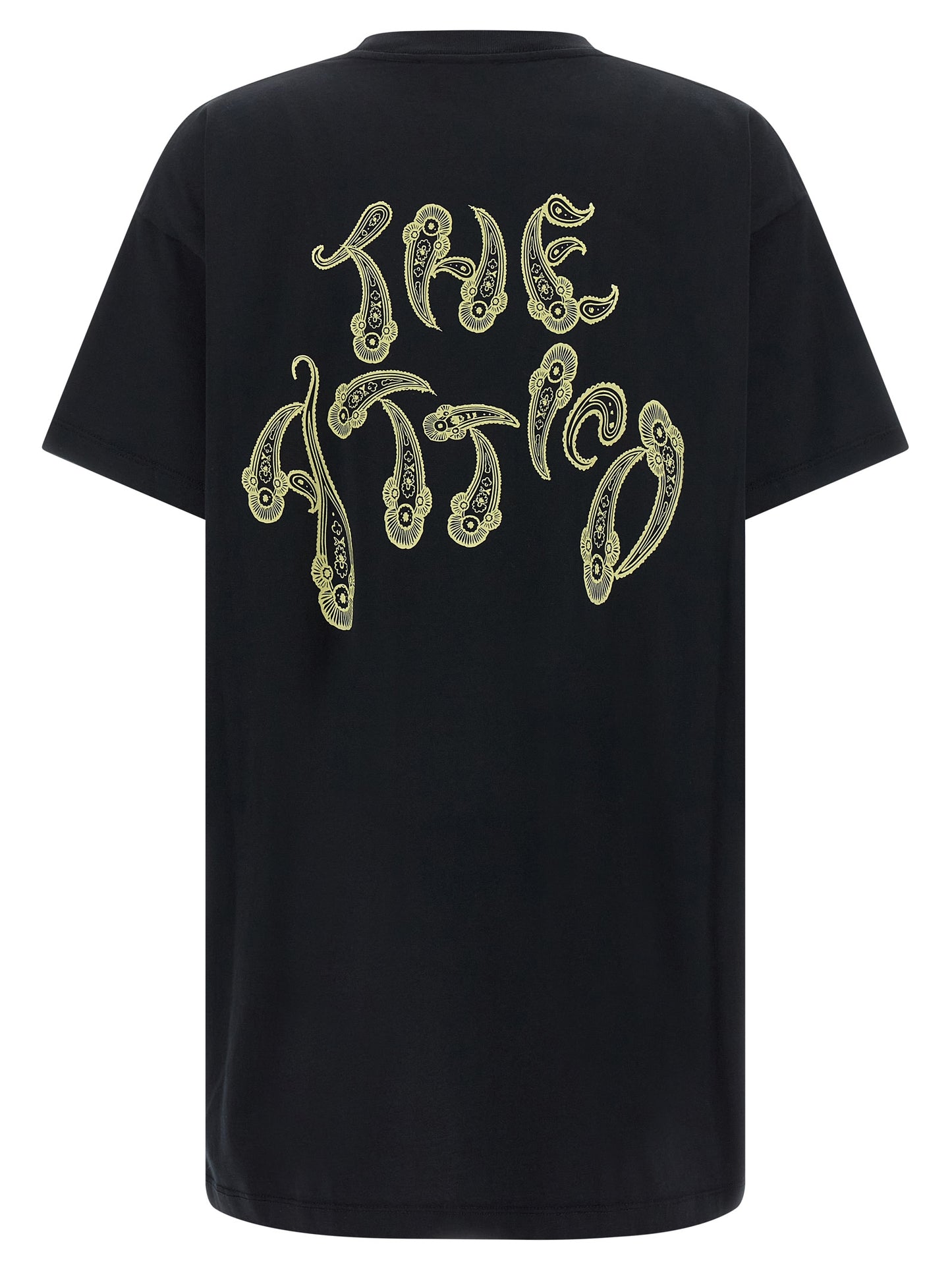 T-Shirt by The Attico for women in cotton black & print features a plush silhouette, showcasing a sophisticated crew neckline and for a truly plush finish.