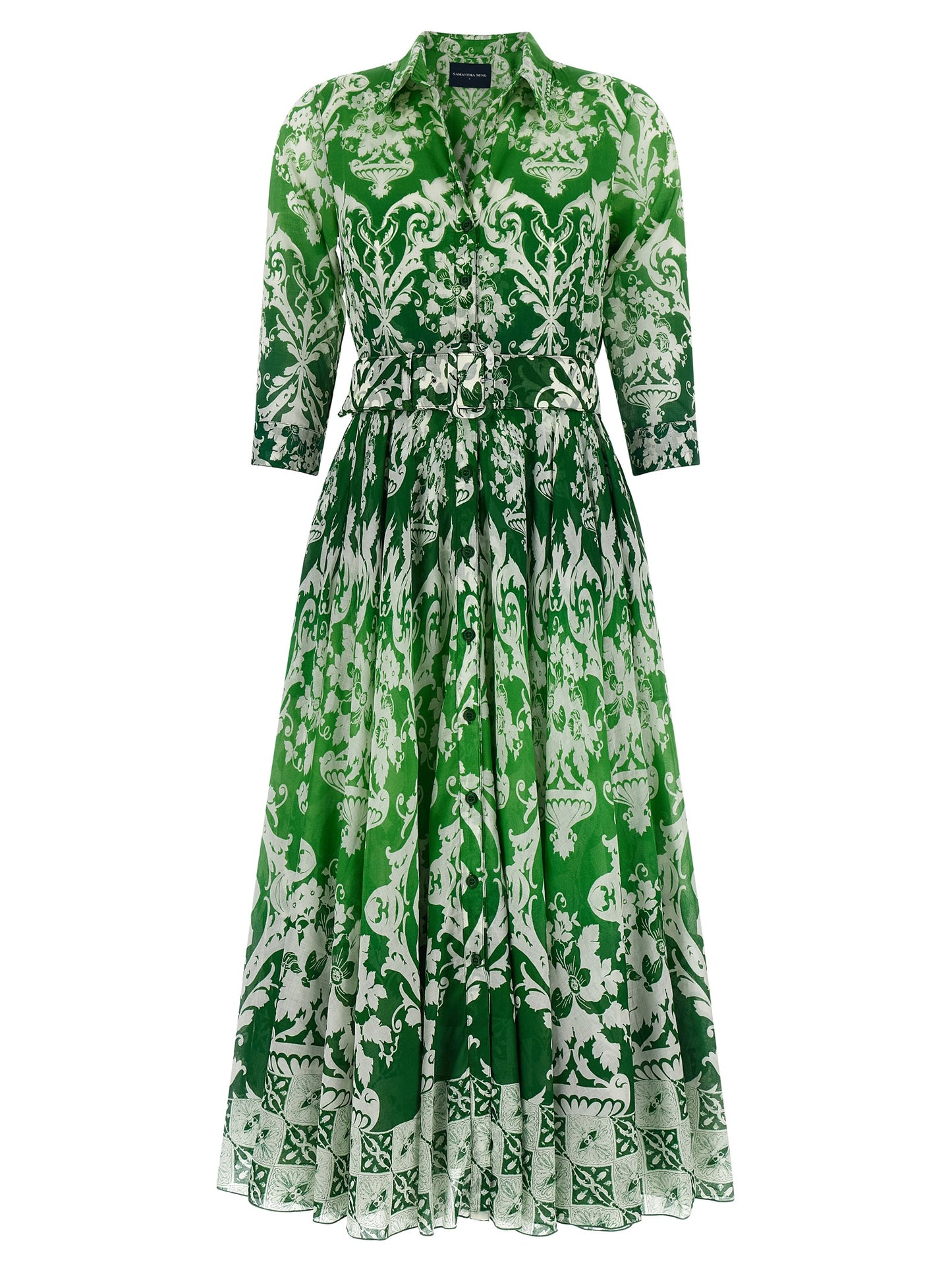 SAMANTHA SUNG Bicolor Cotton Midi Dress