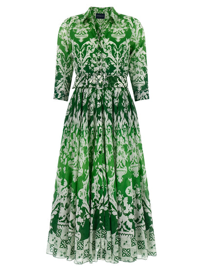 SAMANTHA SUNG Bicolor Cotton Midi Dress