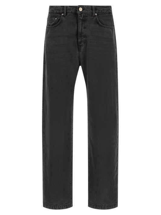 Jeans by MFPEN for men in organic cotton denim gray presents a refined pantology silhouette, artfully defined by a refined pantology straight-leg & wide, long, and a sophisticated .