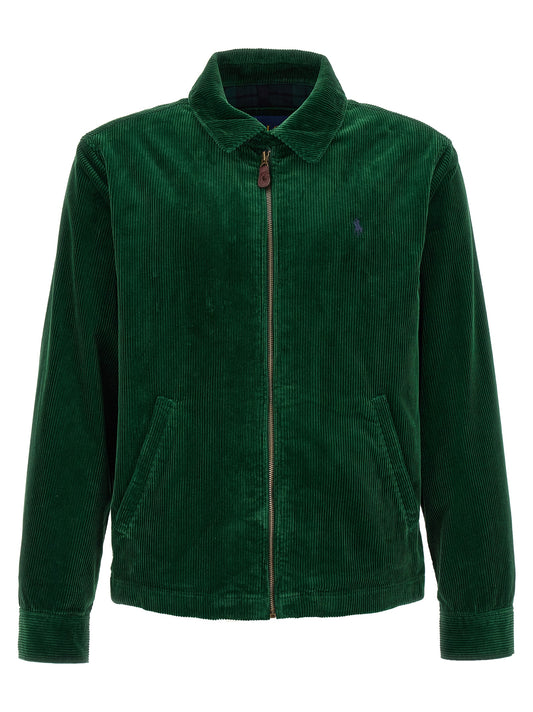 Jacket by Polo Ralph Lauren for men in cotton corduroy twill bicolour & green showcases a enveloping silhouette, artfully detailed with a enveloping shirt-collar neckline and premium for a truly enveloping finish.