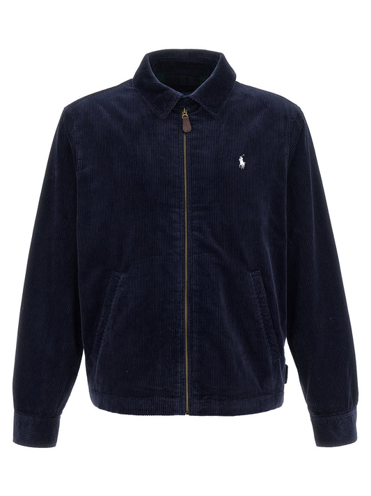 Overcoat by Polo Ralph Lauren for men in cotton corduroy twill blue features a contemporary silhouette showcasing a contemporary shirt-collar neckline and refined for a sophisticated finish.