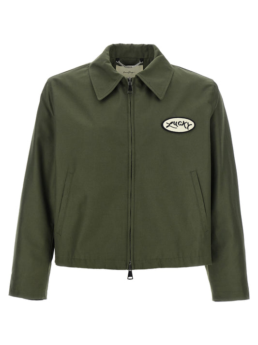 Overcoat by SECOND/LAYER for men in cotton polyester canvas bicolour, green & monogram presents a luxurious silhouette, showcasing a luxurious shirt-collar neckline and sophisticated pockets for a premium, luxurious look.