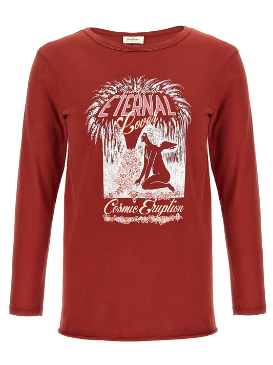 T-Shirt by SECOND/LAYER for men in cotton multicolor, red & print features an on trend silhouette, perfectly showcasing a on trend long-sleeve and round neckline for an elevated aesthetic.