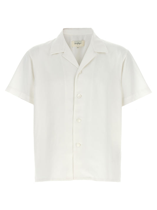 Shirt by SECOND/LAYER for men in lyocell white, featuring a nuanced short-sleeve and nuanced for a sophisticated finish.