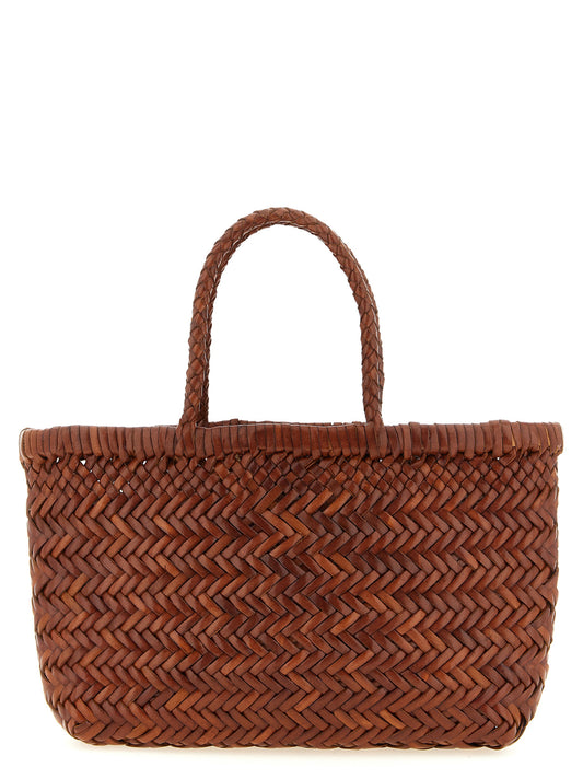 Mini Handbag by Dragon Diffusion for women in bio-acetate brown & chevron features a signature silhouette, showcasing a secure and signature with versatile handle for a sophisticated look.