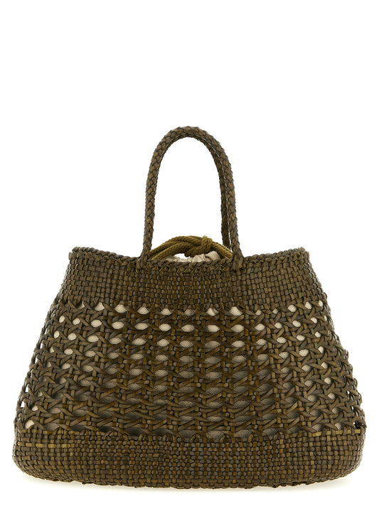 Drawstring Handbag by Dragon Diffusion for women in bos taurus calf & buffalo leather bicolour, green & striped features a contemporary silhouette, showcasing a secure drawstring, ample , and contemporary handle for a sophisticated look.