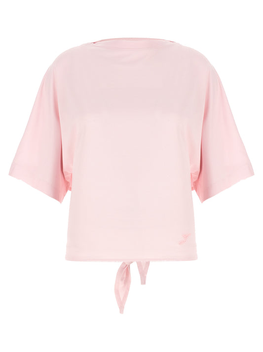 T-Shirt by Jacquemus for women in polyester multicolor & pink showcases a dramatic silhouette, elegantly detailed with a dramatic and short-sleeve for a truly dramatic finish.