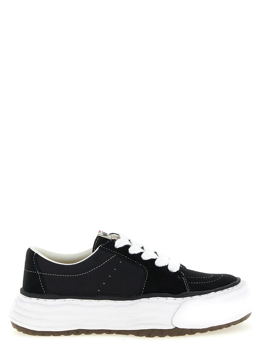 Sneakers by Maison Mihara Yasuhiro for men in suede cowhide leather & canvas black features a chic design, perfectly showcasing the chic fashion style of this Men's Fashion Suede Cowhide Leather & Canvas Sneakers.
