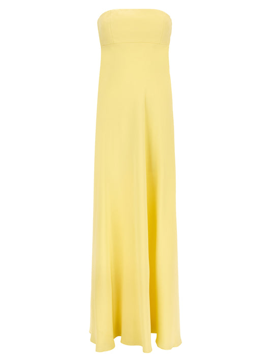 Dress by Giovanni Bedin for women in silk chiffon bicolour & yellow features an cute silhouette, detailed with a sleeveless and that elegantly flows into a cute long.