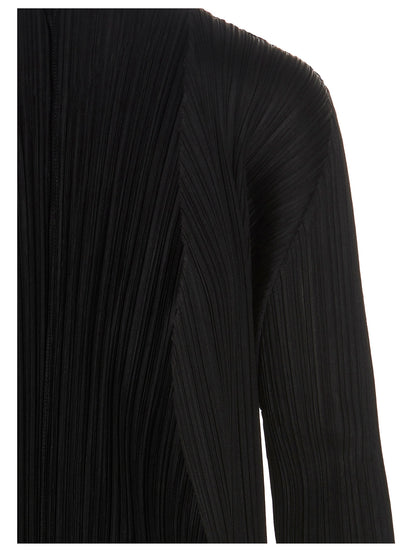 PLEATS PLEASE ISSEY MIYAKE Black Polyester Cardigan