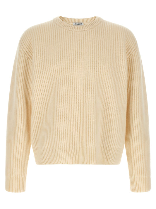 Cardigan by Jil Sander for men in wool white features an crisp silhouette, showcasing a sophisticated crew neckline and detail for a truly crisp finish.