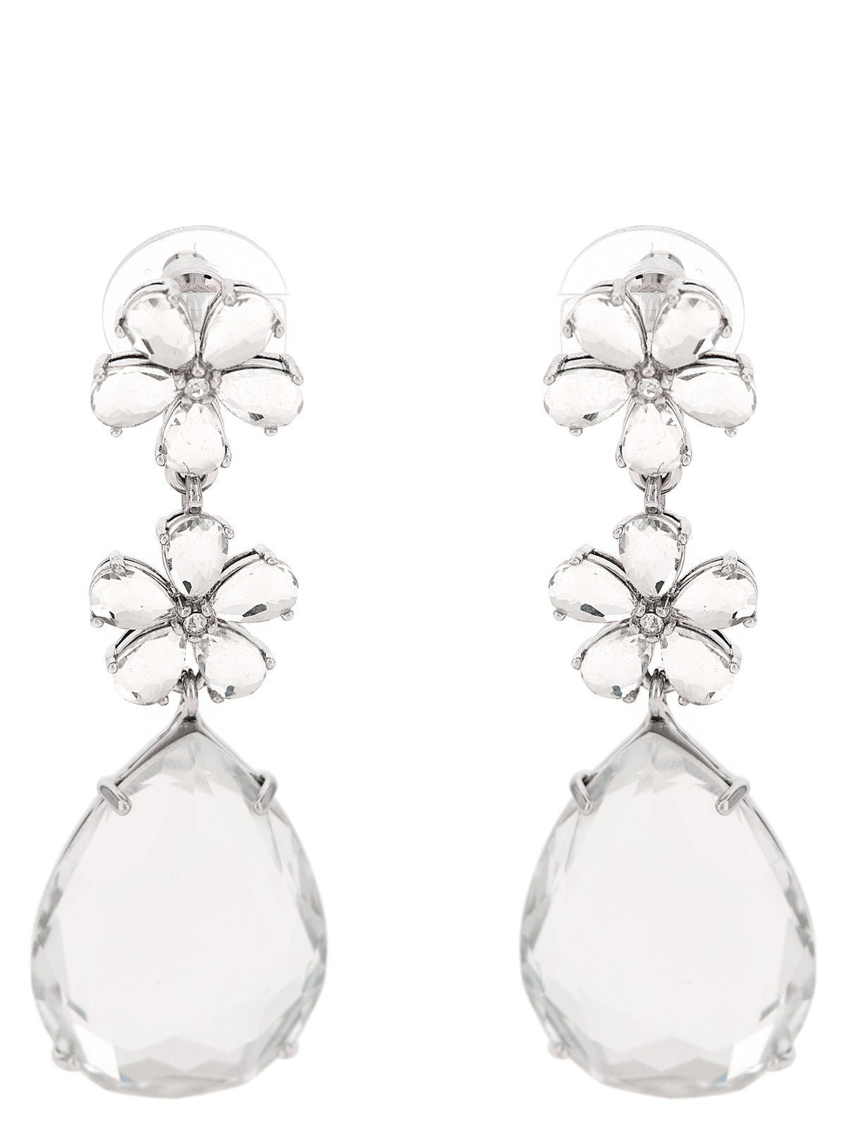 Earrings by Self-Portrait for women in cashmere polyamide & sequins silver showcases a artisanal silhouette, artfully capturing the essence of Women's Silver Brass & Crystal Earrings with its exquisite .