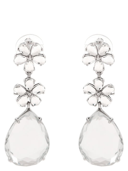 Earrings by Self-Portrait for women in cashmere polyamide & sequins silver showcases a artisanal silhouette, artfully capturing the essence of Women's Silver Brass & Crystal Earrings with its exquisite .